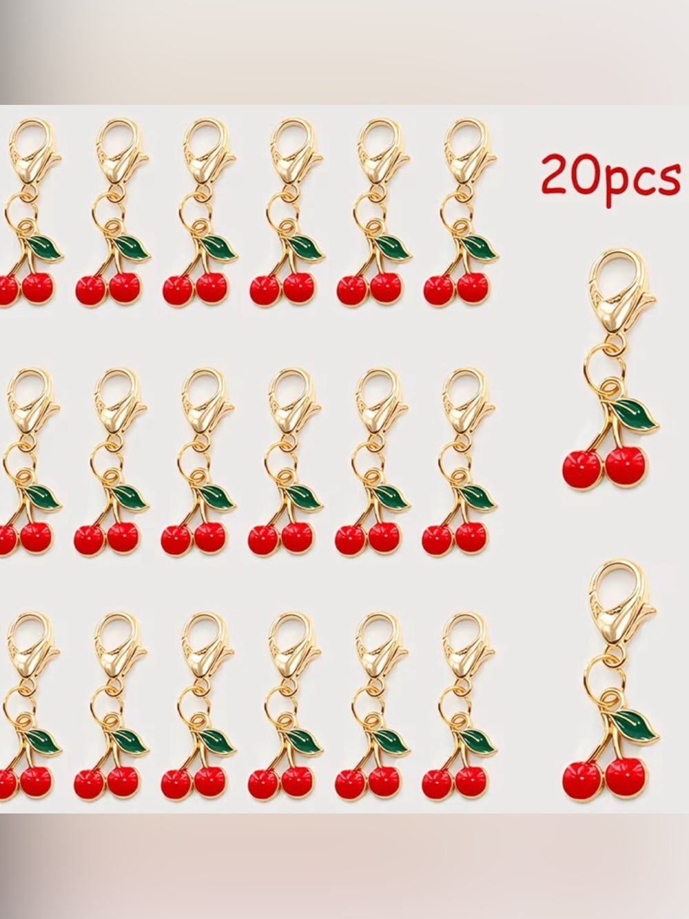 20 Gold Toned Cherry Keychain Charms (for Buyer Thank Yous)